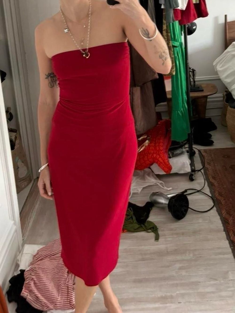 Strapless Red Midi Dress - hot!
